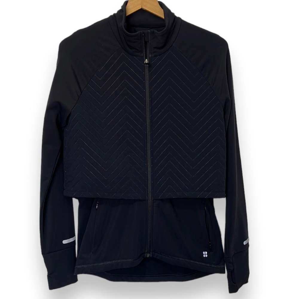 Sweaty Betty Womens Running Jacket Black Quilted Fast Track Thermal Long Sleeves